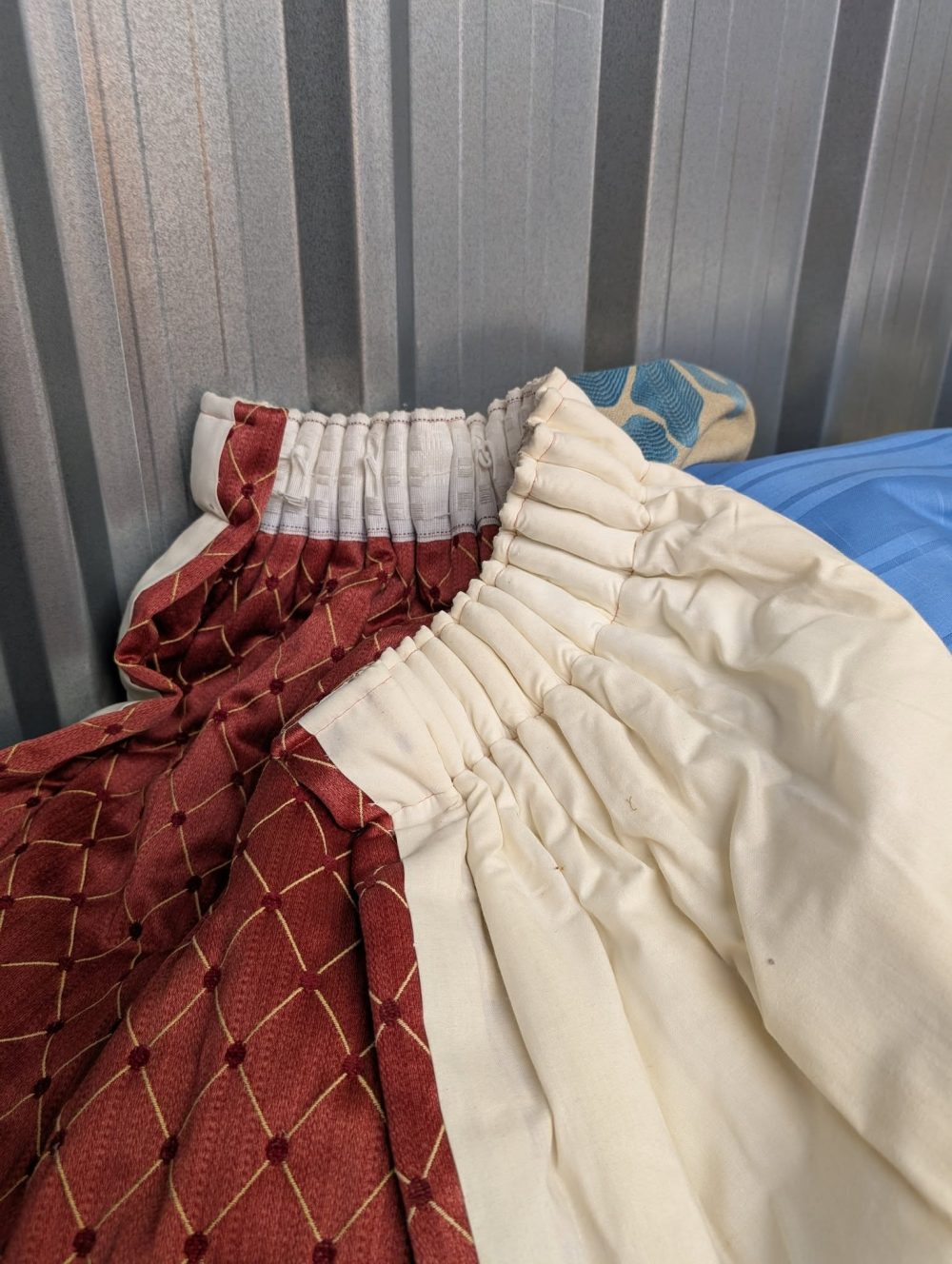 Terracotta Pencil Pleat Interlined Second-Hand Curtains W317 D262 - Image 2