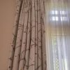 Oatmeal Japanese Cherry Blossom Pinch Pleat Second-Hand Curtains W214 D252 - 2 Pairs available - Image 2