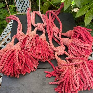 Large Pink Vintage Rope and Double Tassel Tiebacks - 2 Pairs available