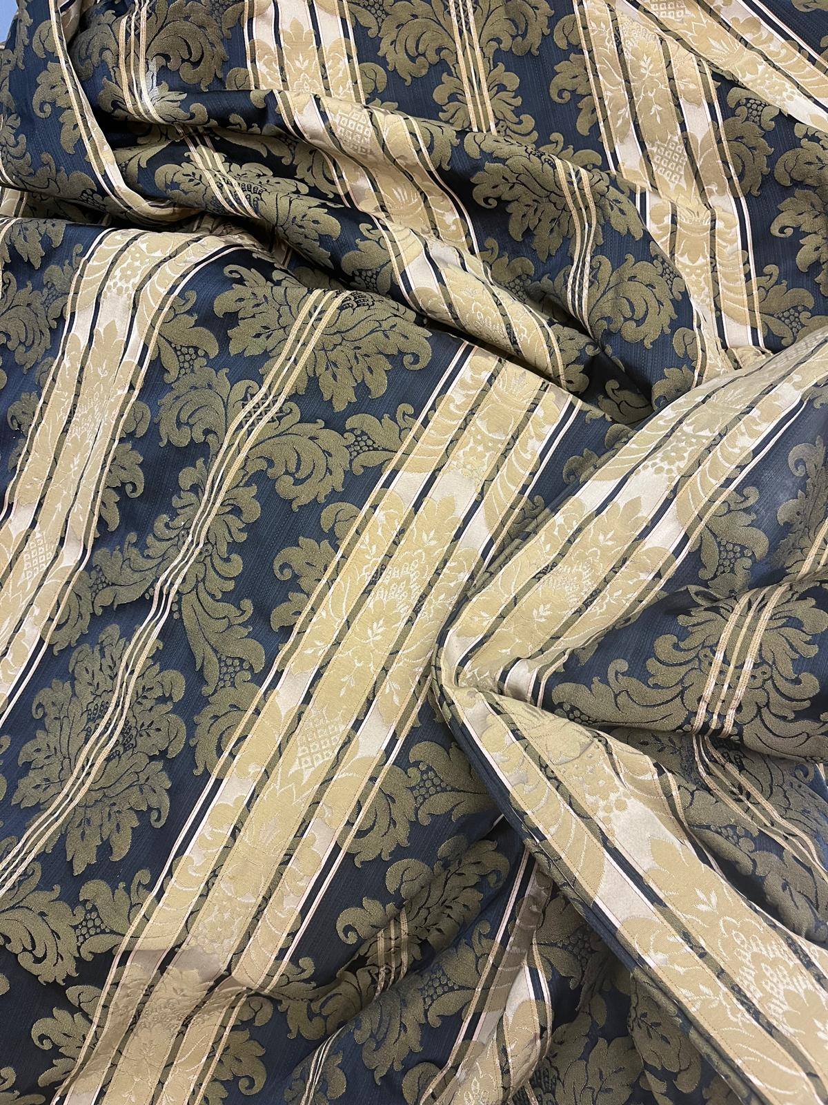 Black and Gold Damask Double-Sided Goblet Pleat Second-Hand Curtains W310 D277 - Image 6