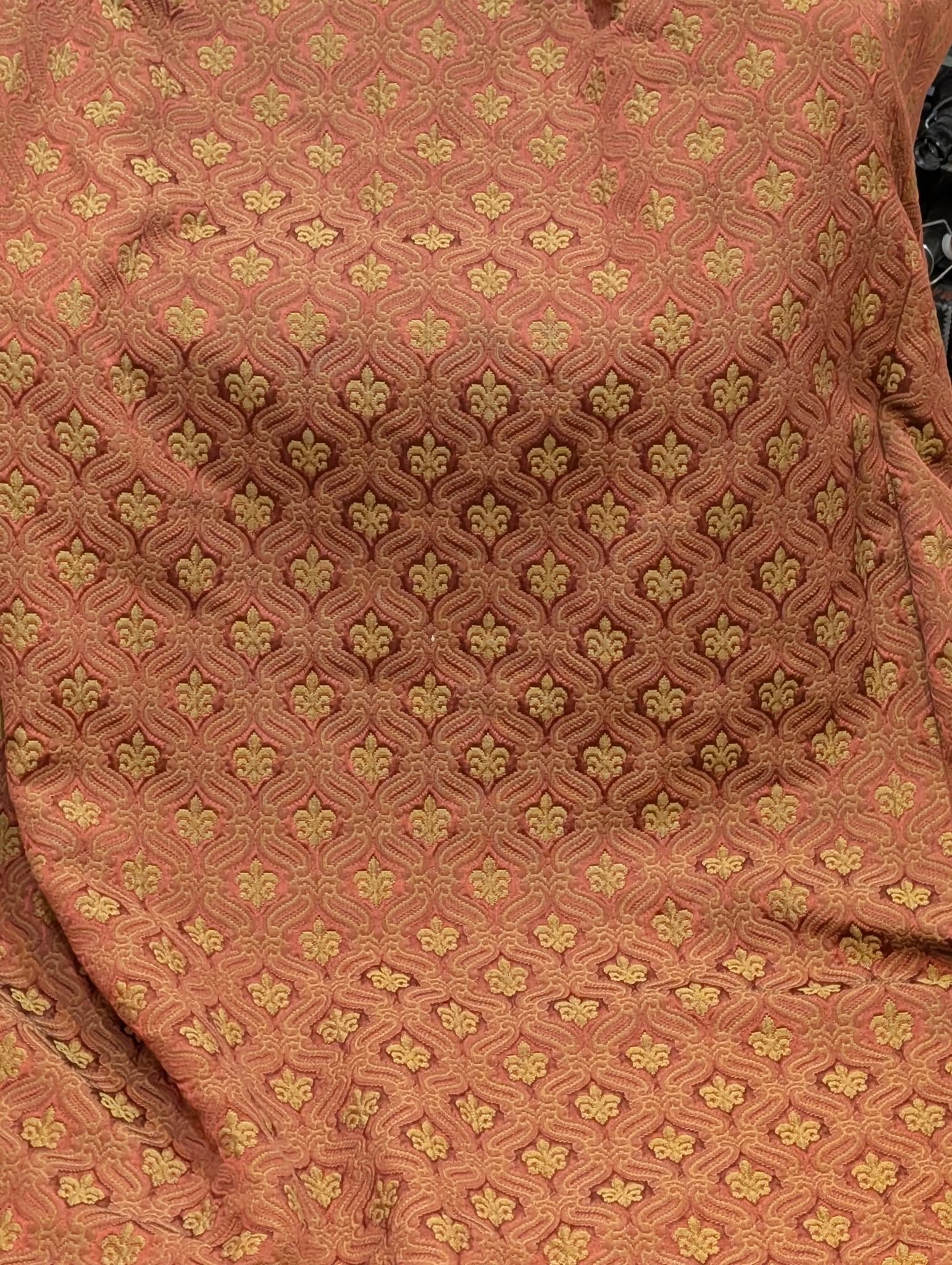 Terracotta Fleur de Lys Goblet Pleat Second-Hand Curtain - 2 Available (Different Sizes) - Image 2