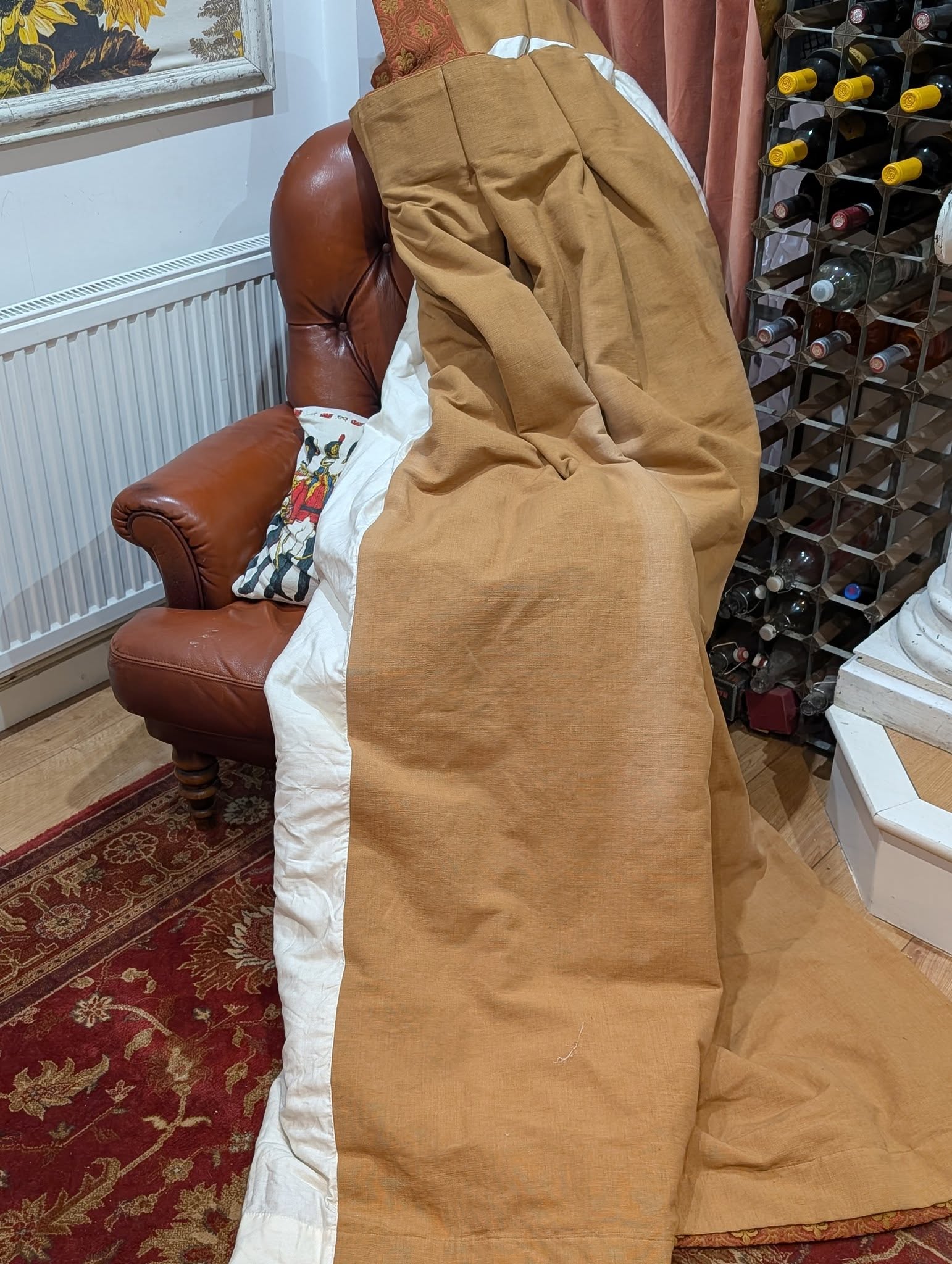 Terracotta Fleur de Lys Goblet Pleat Second-Hand Curtain - 2 Available (Different Sizes) - Image 9