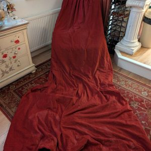 Dark Red Chenille Tape Top Second-Hand Curtains with lining W375 D249