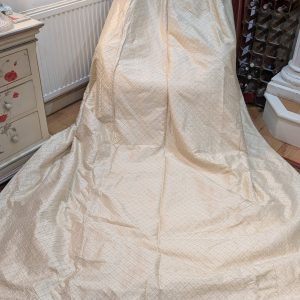 Cream Silk Diamond Pattern with Pearls Second-Hand Curtains - Up to 10 pairs available