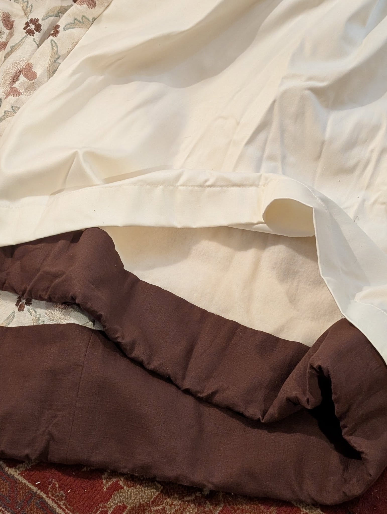 Dark Cream Pinch Pleat Second-Hand Curtains with Interlining - Fit 180W D260 - Image 5