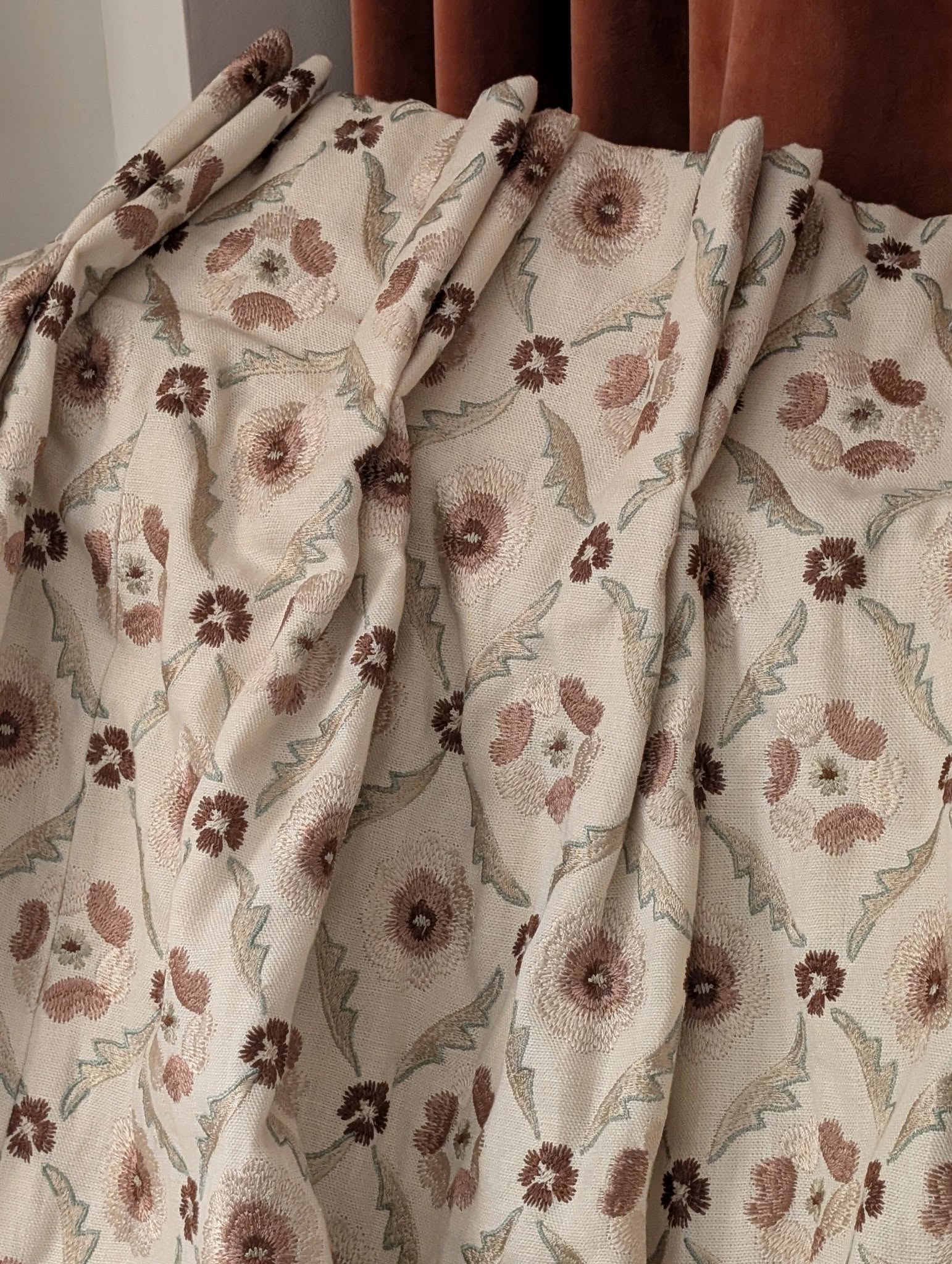 Dark Cream Pinch Pleat Second-Hand Curtains with Interlining - Fit 180W D260 - Image 6