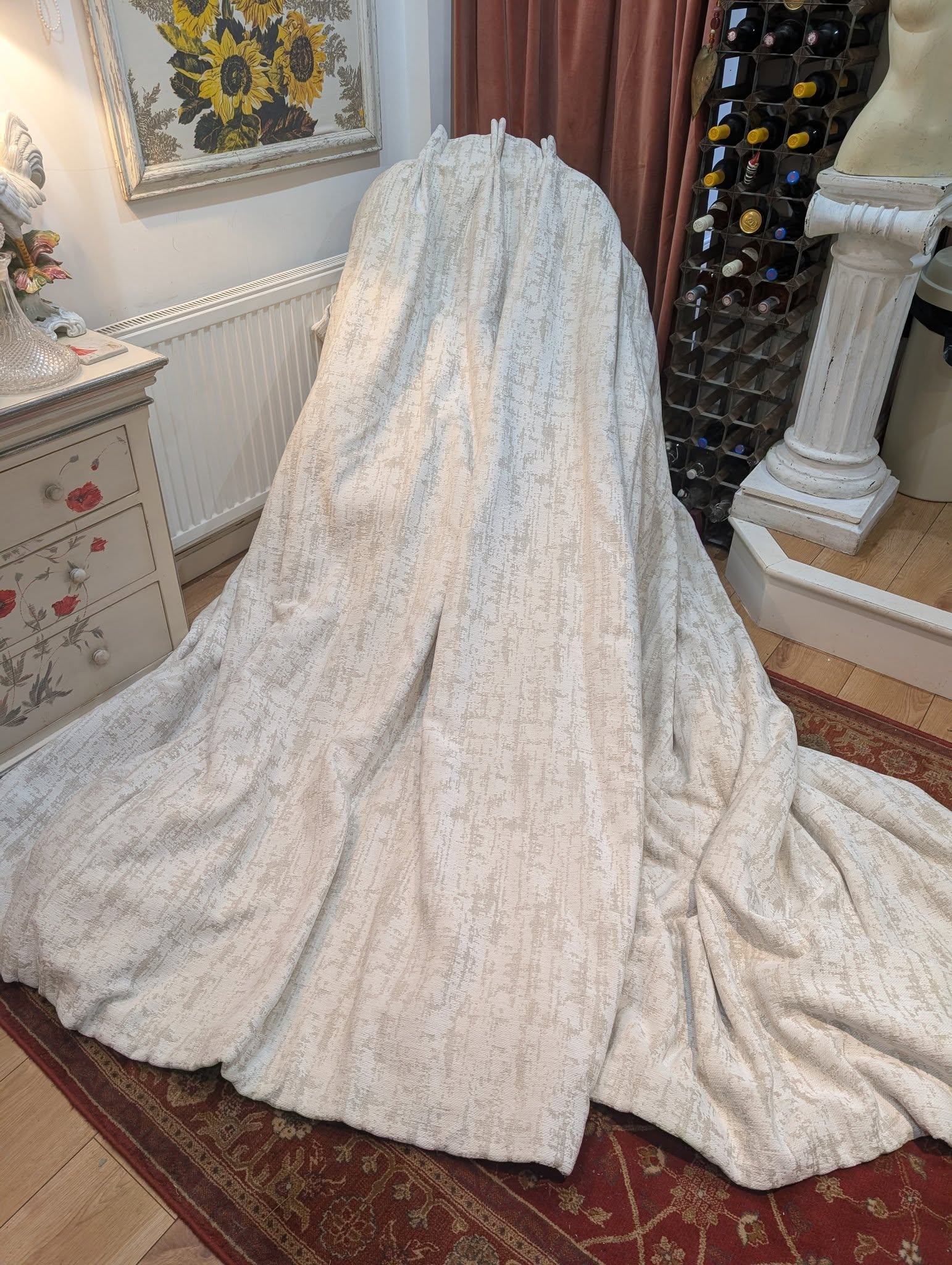 Andrew Martin Woolmer Ivory Pinch Pleat Second-Hand Curtains W458 D252