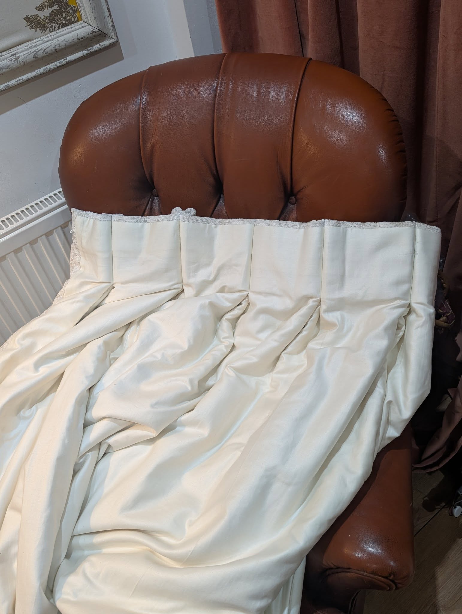 Andrew Martin Woolmer Ivory Pinch Pleat Second-Hand Curtains W458 D252 - Image 7