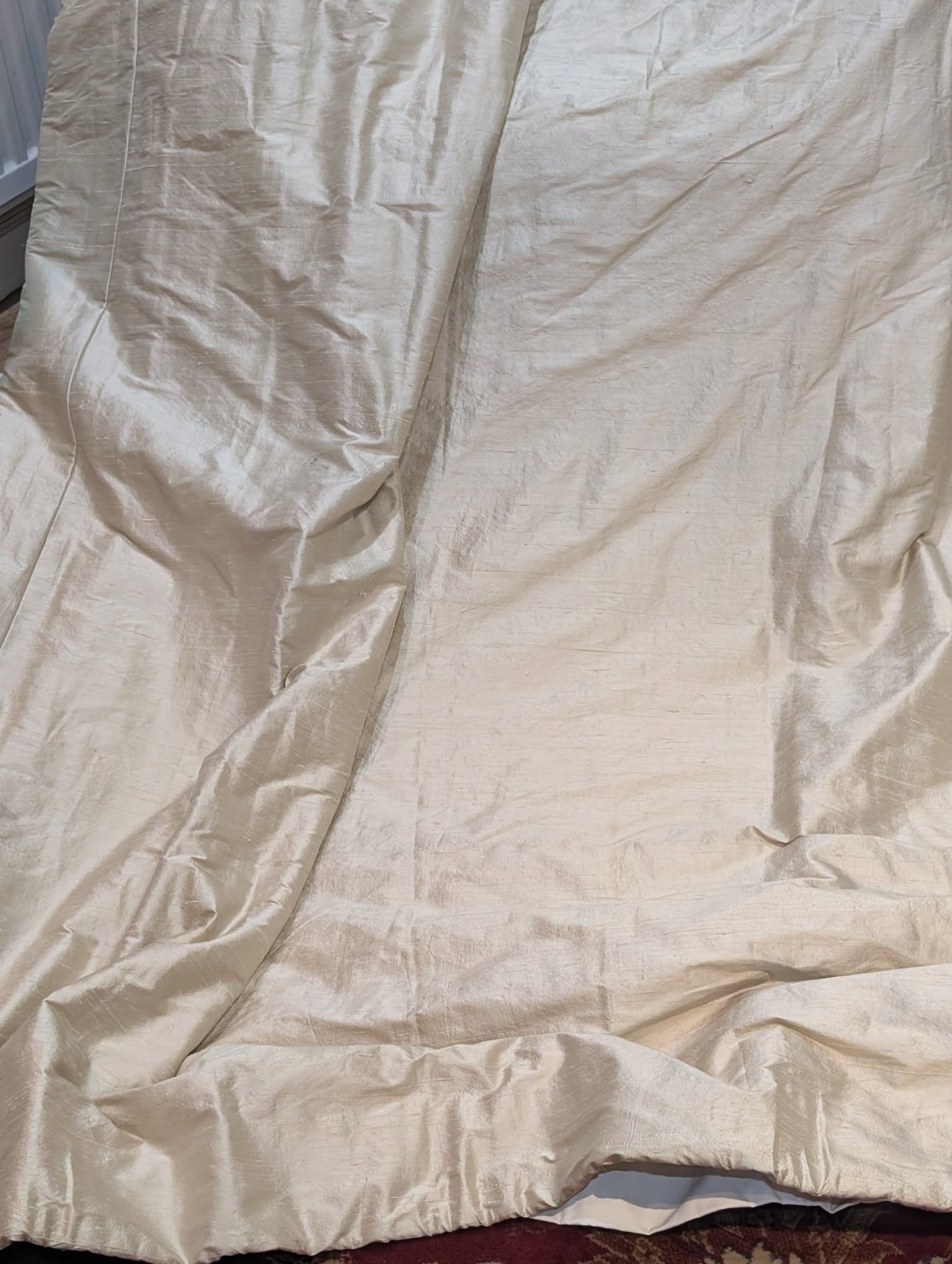 Cream Raw Silk Pinch Pleat Blackout Second-Hand Curtains - Up to 3 Pairs available - Image 2