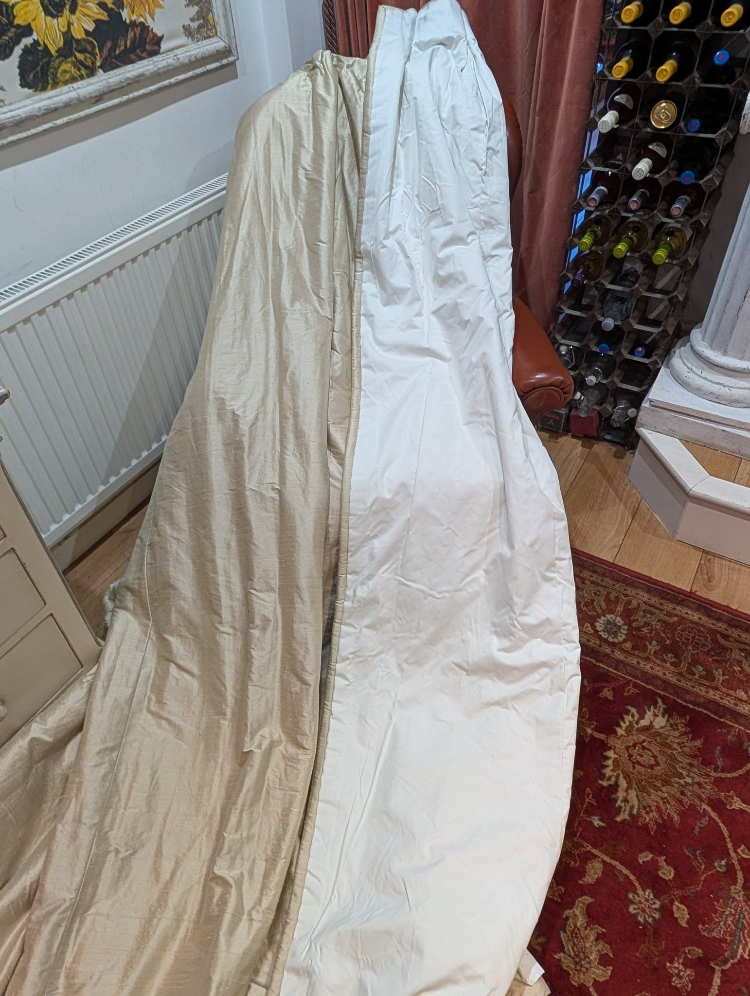 Cream Raw Silk Pinch Pleat Blackout Second-Hand Curtains - Up to 3 Pairs available - Image 7