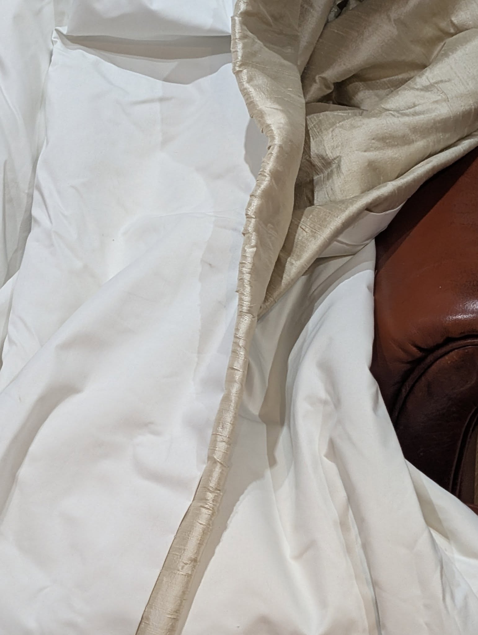 Cream Raw Silk Pinch Pleat Blackout Second-Hand Curtains - Up to 3 Pairs available - Image 9