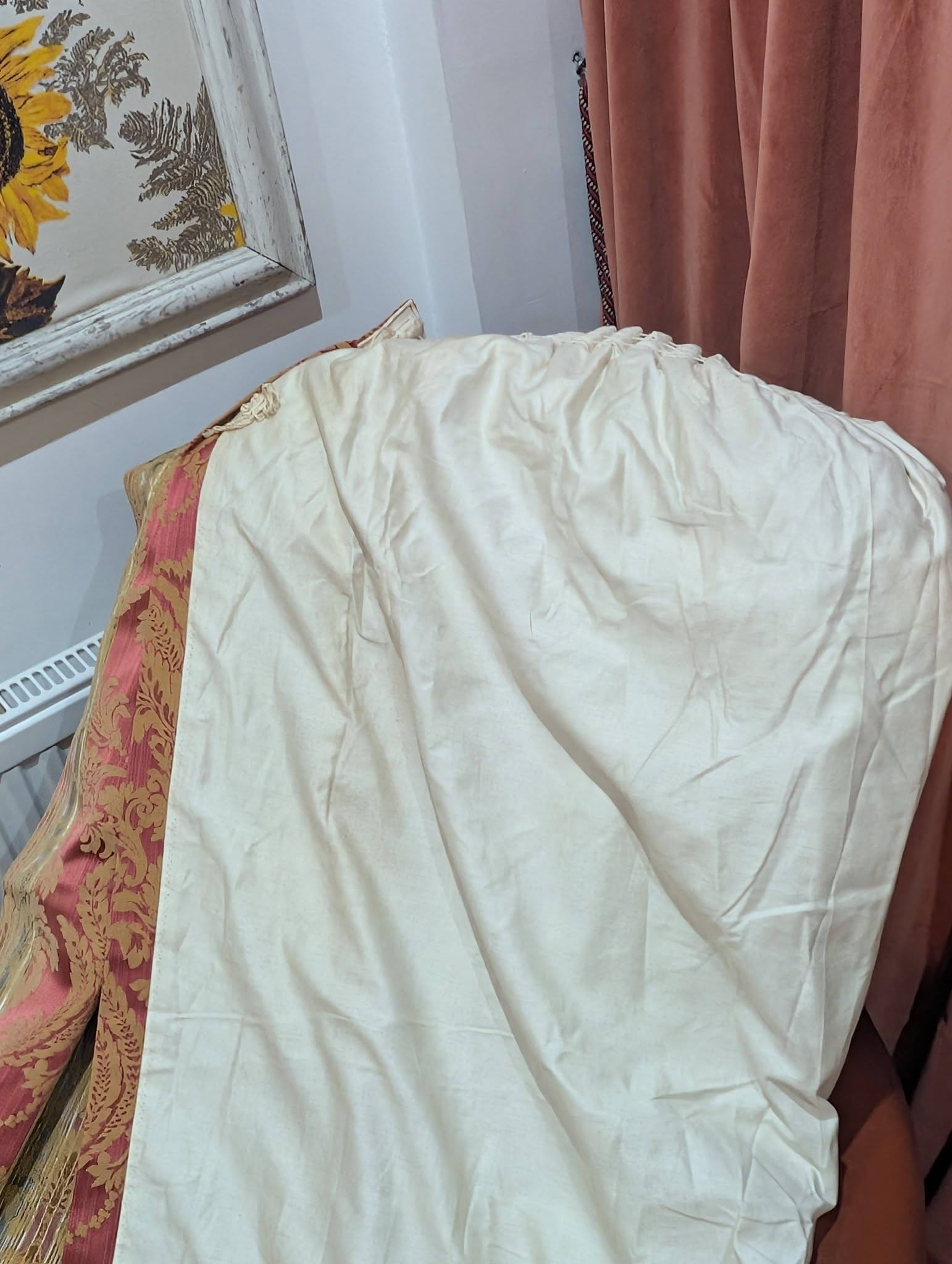 Long Red Silk Damask Pencil Pleat Second-Hand Curtains W188 D280 - 2 Pairs Available - Image 6