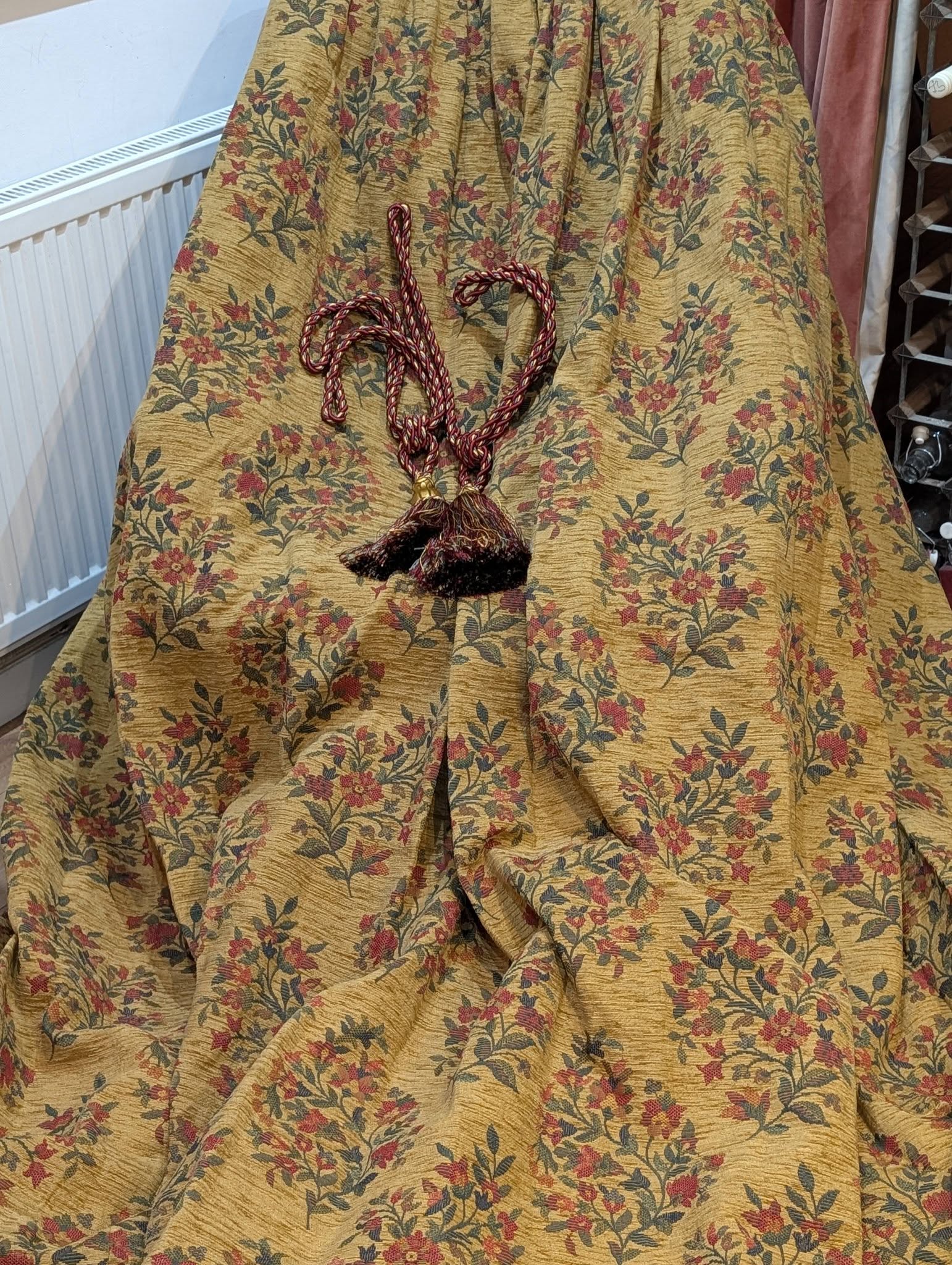 Vintage Chenille Pencil Pleat Second-Hand Curtains - 3 Pairs Available - Image 2