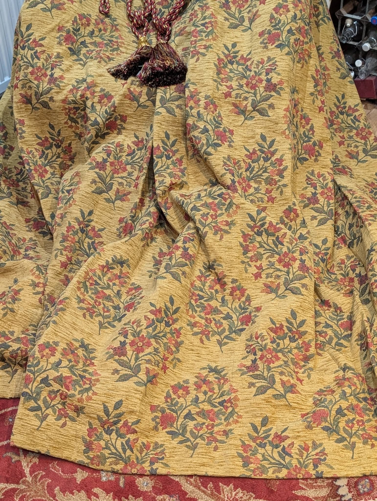 Vintage Chenille Pencil Pleat Second-Hand Curtains - 3 Pairs Available - Image 3