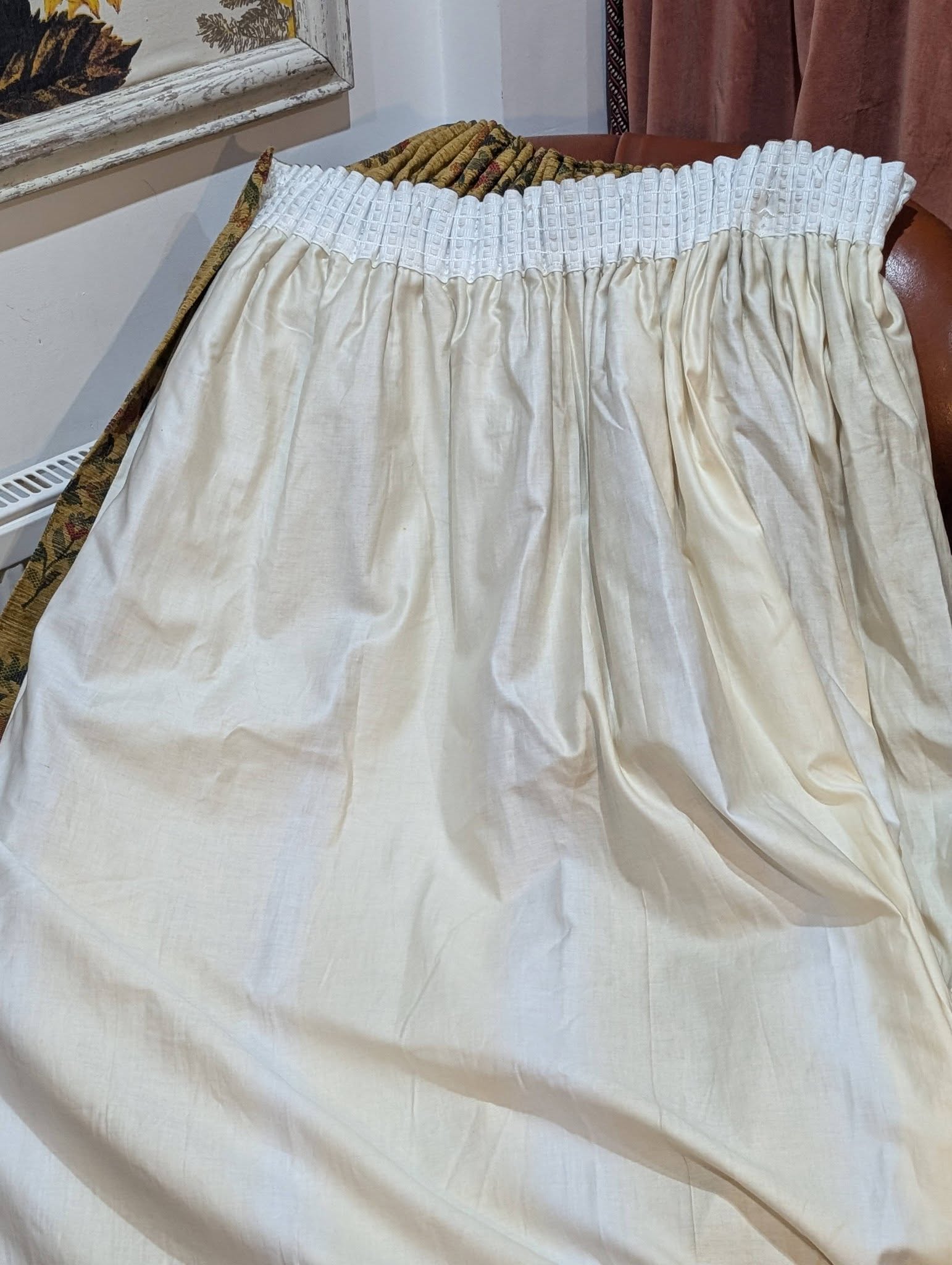 Vintage Chenille Pencil Pleat Second-Hand Curtains - 3 Pairs Available - Image 7