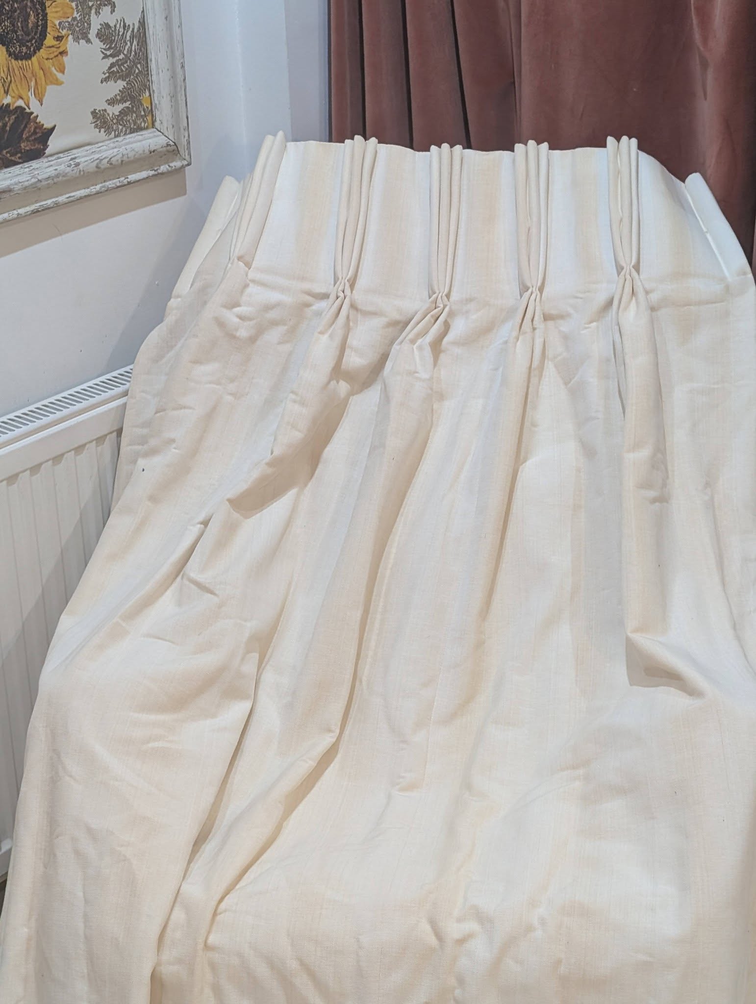 Great Value Cream Triple Pinch Pleat Second-Hand Curtains W223 D241 - Image 3