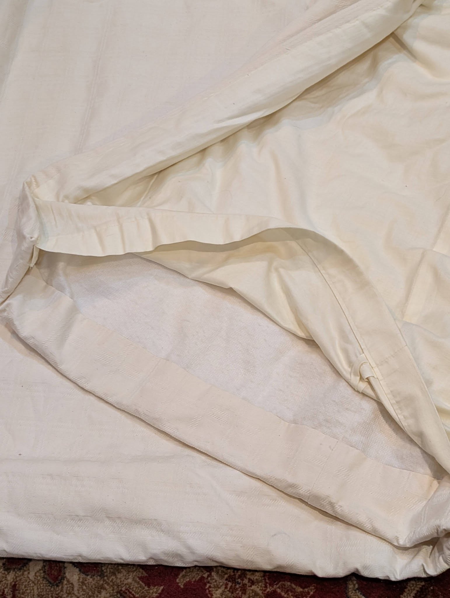 Long Cream Pinch Pleat Interlined Second-Hand Curtains W180 D262 - Image 5