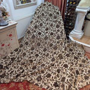 Very Wide Damask Blackout Pinch Pleat Second-Hand Curtains W360 D260