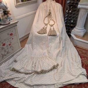 Long  Cream Pinch Pleat Second-Hand Curtains with Tie-backs W228 D280