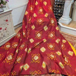 Vintage Red Designers Guild Pinch Pleat Second-Hand Curtains