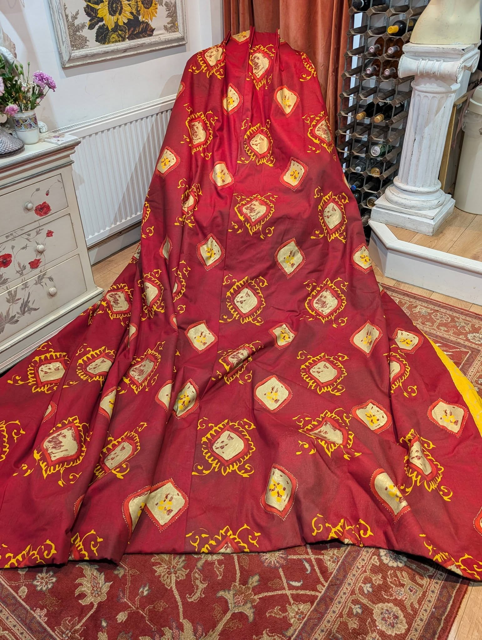lauren1 - Divinely Vintage Interiors Vintage Red Designers Guild Pinch Pleat Second-Hand Curtains