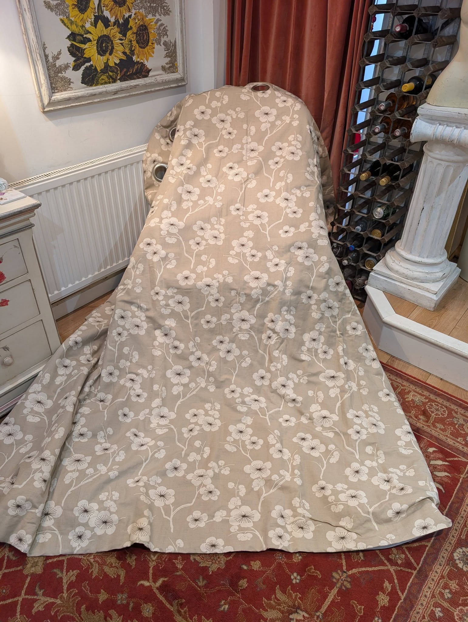 rach31 - Divinely Vintage Interiors Romo Linen Chidori Eyelet Interlined Second-Hand Curtains W295 D234