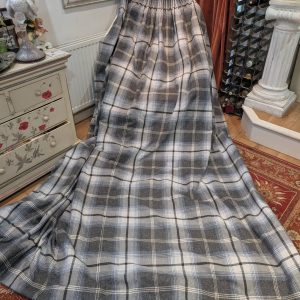 Fabulous Long Grey Tartan Pencil Pleat Second-Hand Curtains W250 D282