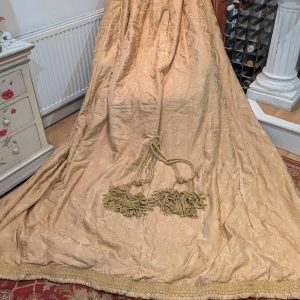 Lovely Vintage Gold Damask Pinch Pleat Second-Hand Curtains W224 D254