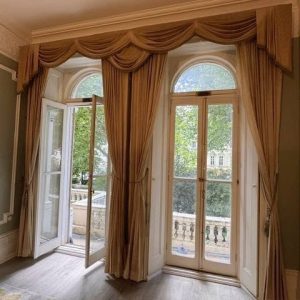Very Long Dark Cream Linen Tape-Top Second-Hand Curtains
