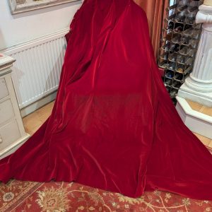 Vintage Red Velvet Pinch Pleat Second-Hand Curtains