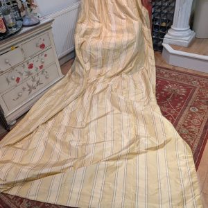 Cream and Gold Silk Very Long Pinch Pleat Second-Hand Curtains - 3 Pairs Available