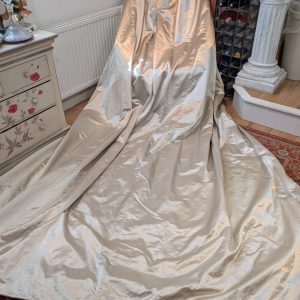 Long Cream Silk Pinch Pleat Second-Hand Curtains W240 D317