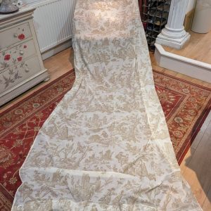 Vintage Very Long Cream Toile de Jouy Tape Top Voiles W142 D340 - 2 Pairs Available