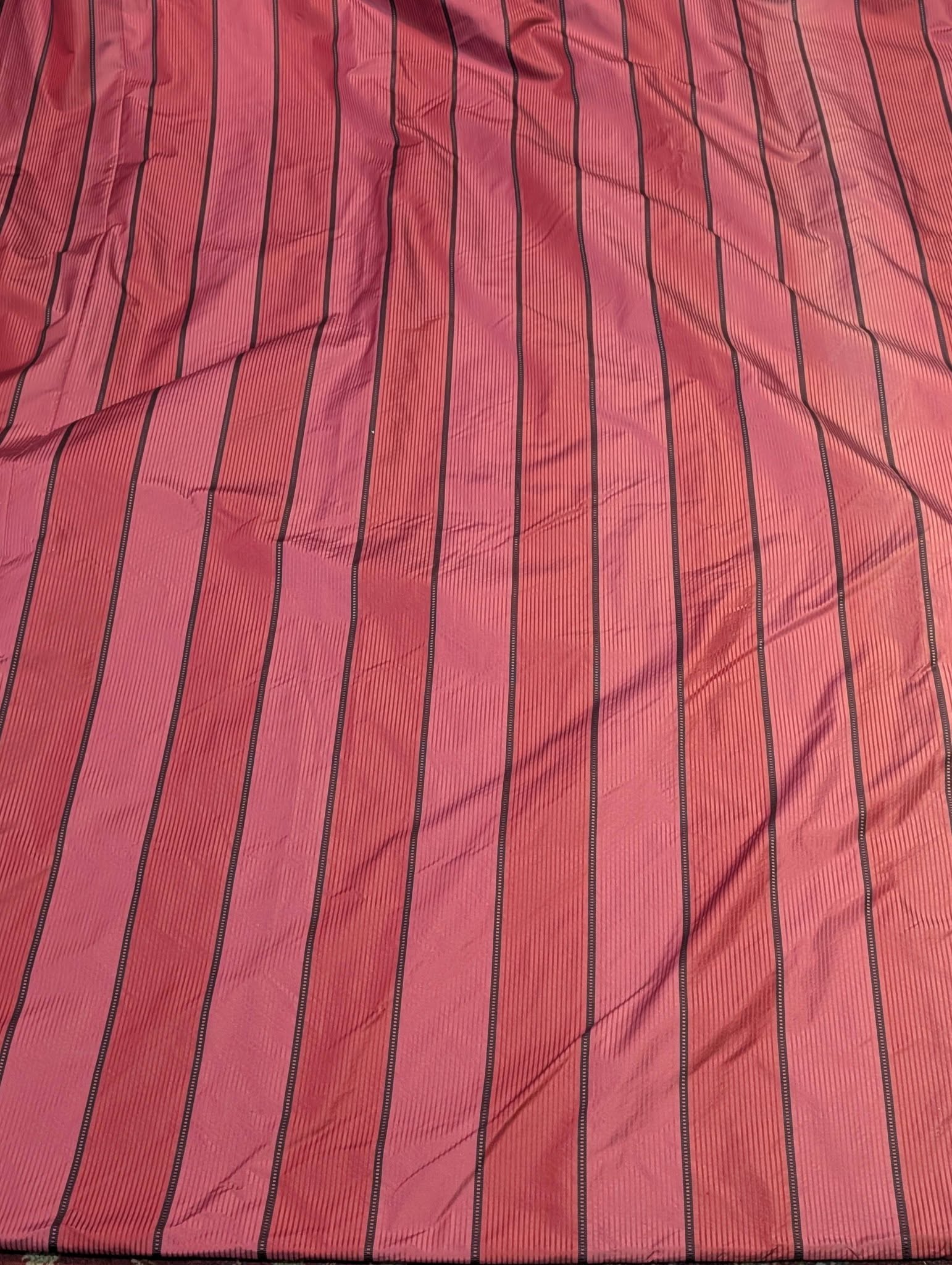 Very Long Two-Tone Burgundy Silk Pencil Pleat Curtains W203 D325 - 2 Pairs Available - Image 2