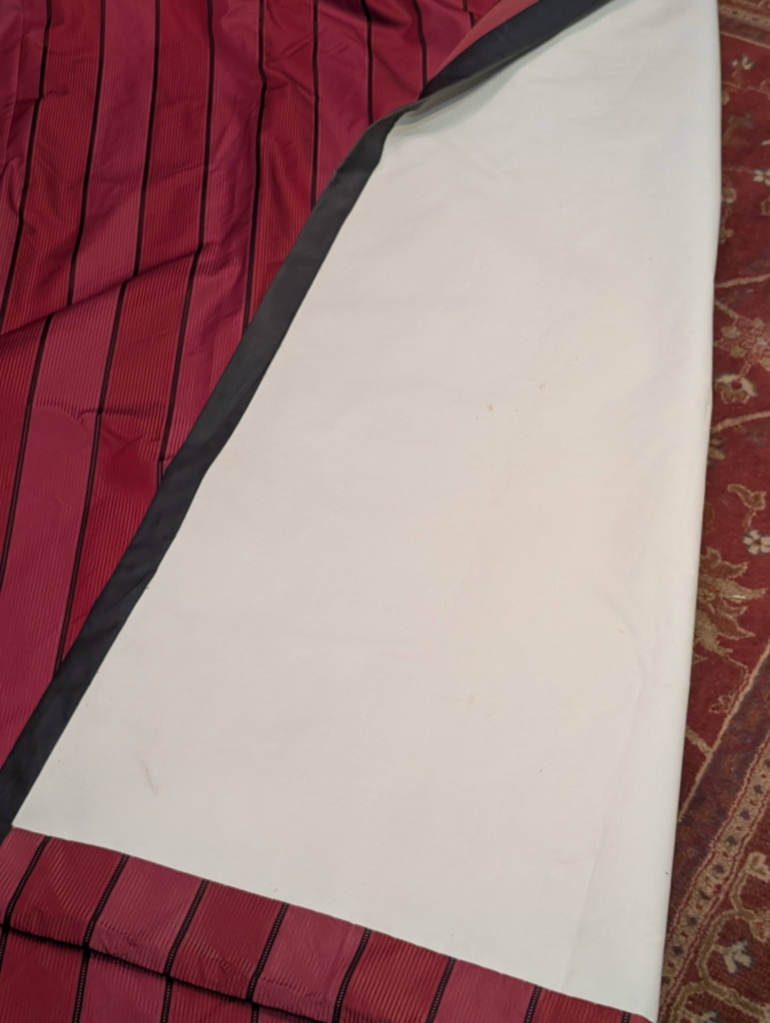 Very Long Two-Tone Burgundy Silk Pencil Pleat Curtains W203 D325 - 2 Pairs Available - Image 4