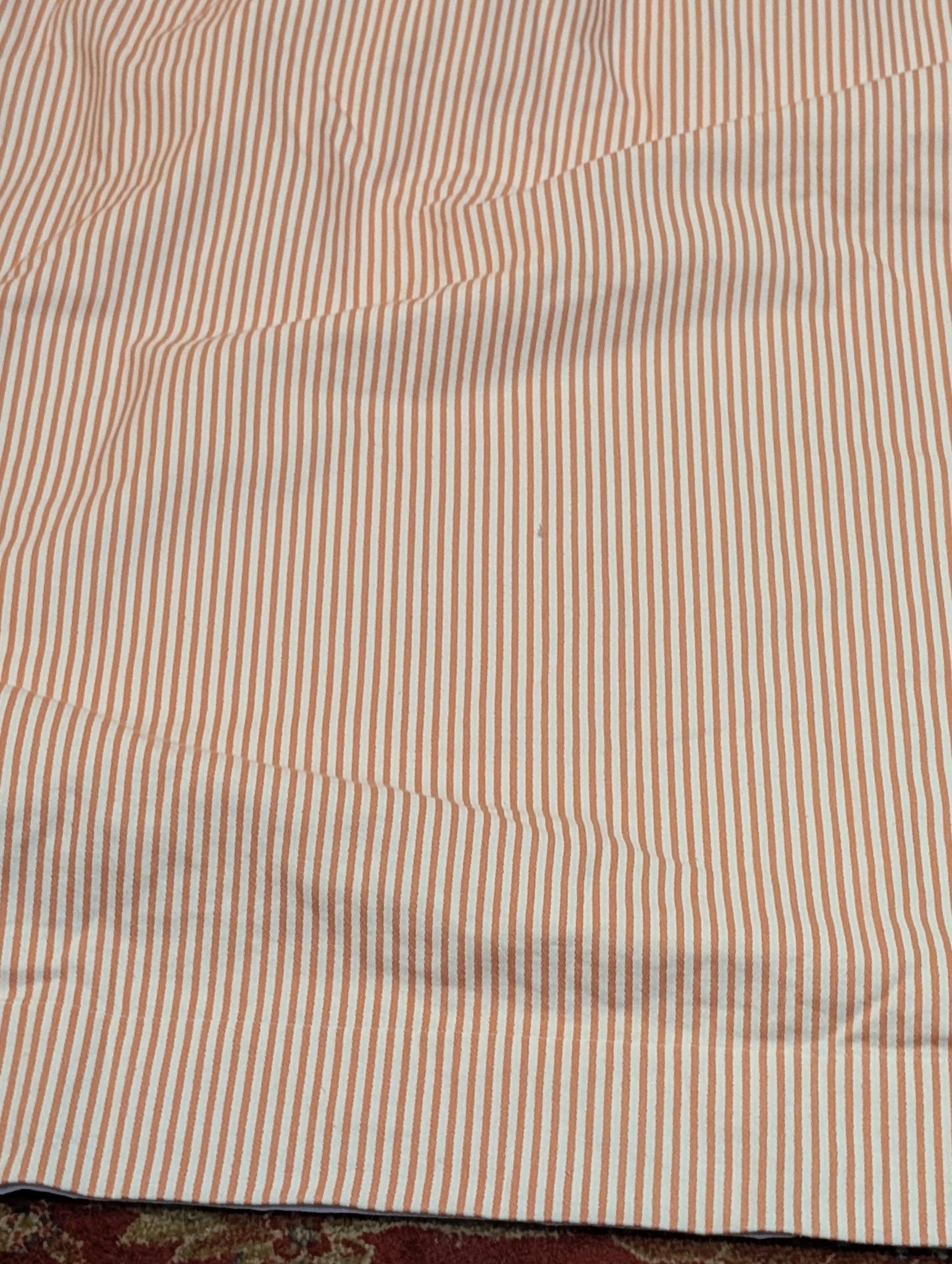 Coral and White Striped Pencil Pleat Second-Hand Curtains W190 D282 - Image 2