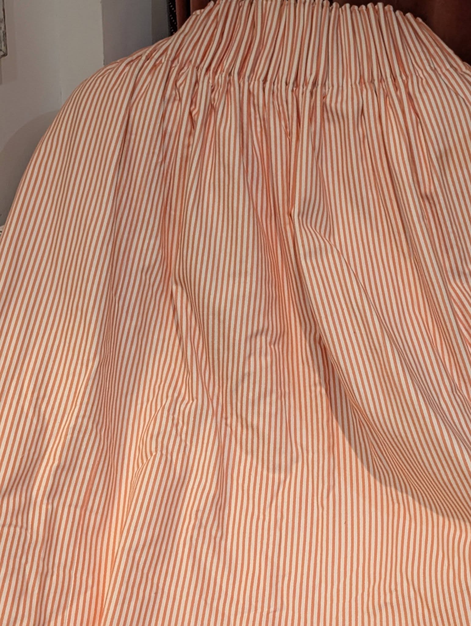 Coral and White Striped Pencil Pleat Second-Hand Curtains