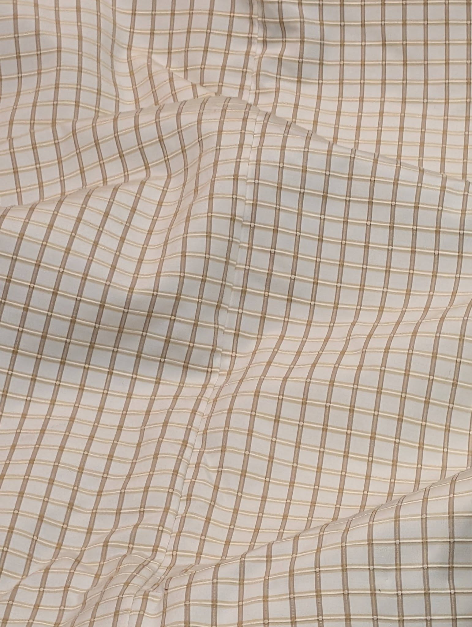 Cream Patterned Pinch Pleat Interlined Second-Hand Curtains W270 D240 - Image 2