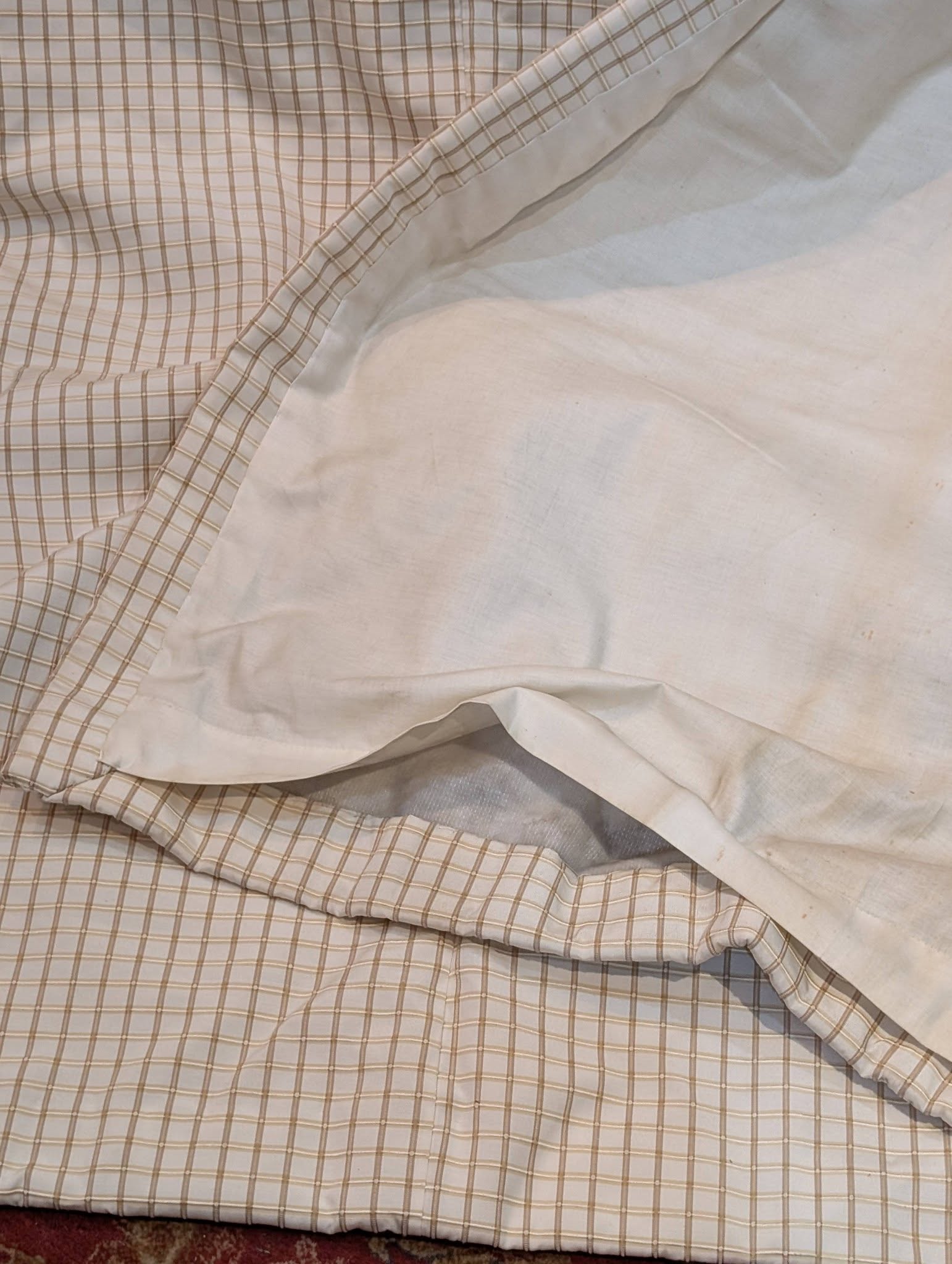 Cream Patterned Pinch Pleat Interlined Second-Hand Curtains W270 D240 - Image 4