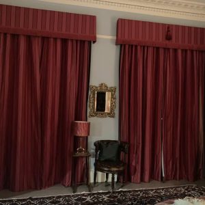 Very Long Two-Tone Burgundy Silk Pencil Pleat Curtains W203 D325