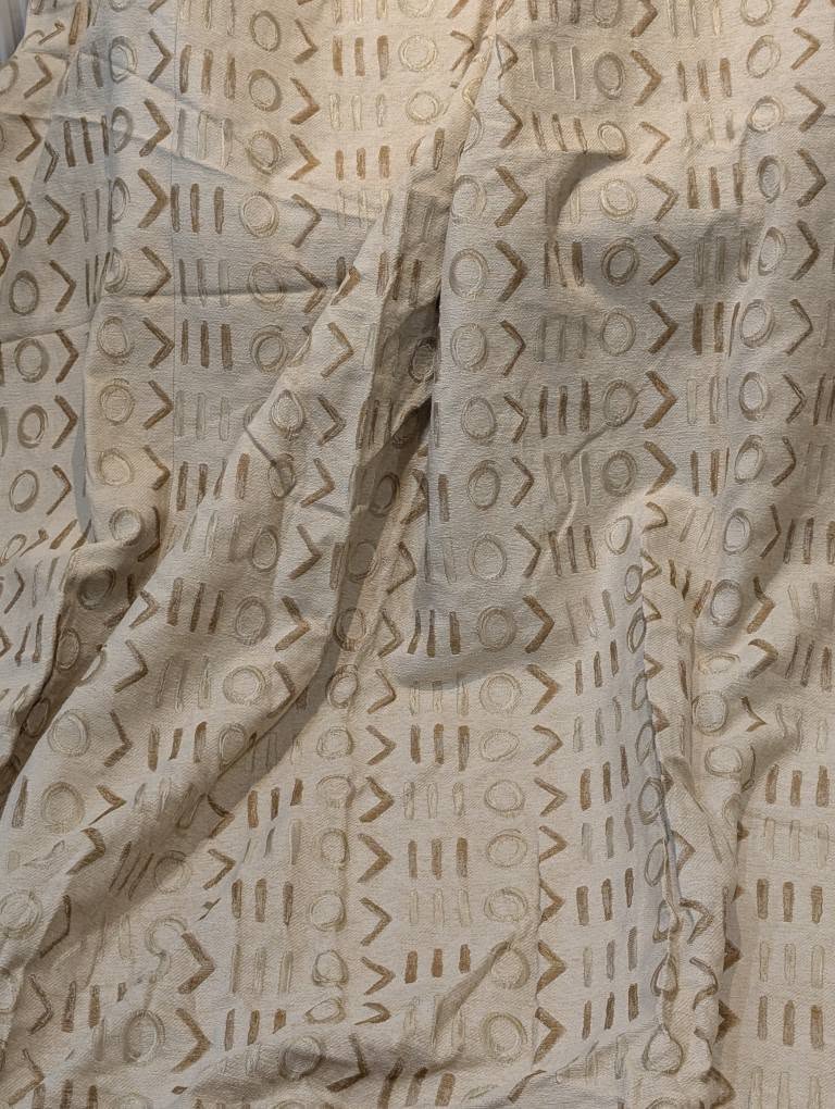 Extra Wide Cream Chenille Pinch Pleat Second-Hand Curtains - W384 D235 - Image 2