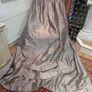 Silvery Grey Harlequin Silk Pinch Pleat Second-Hand Curtains