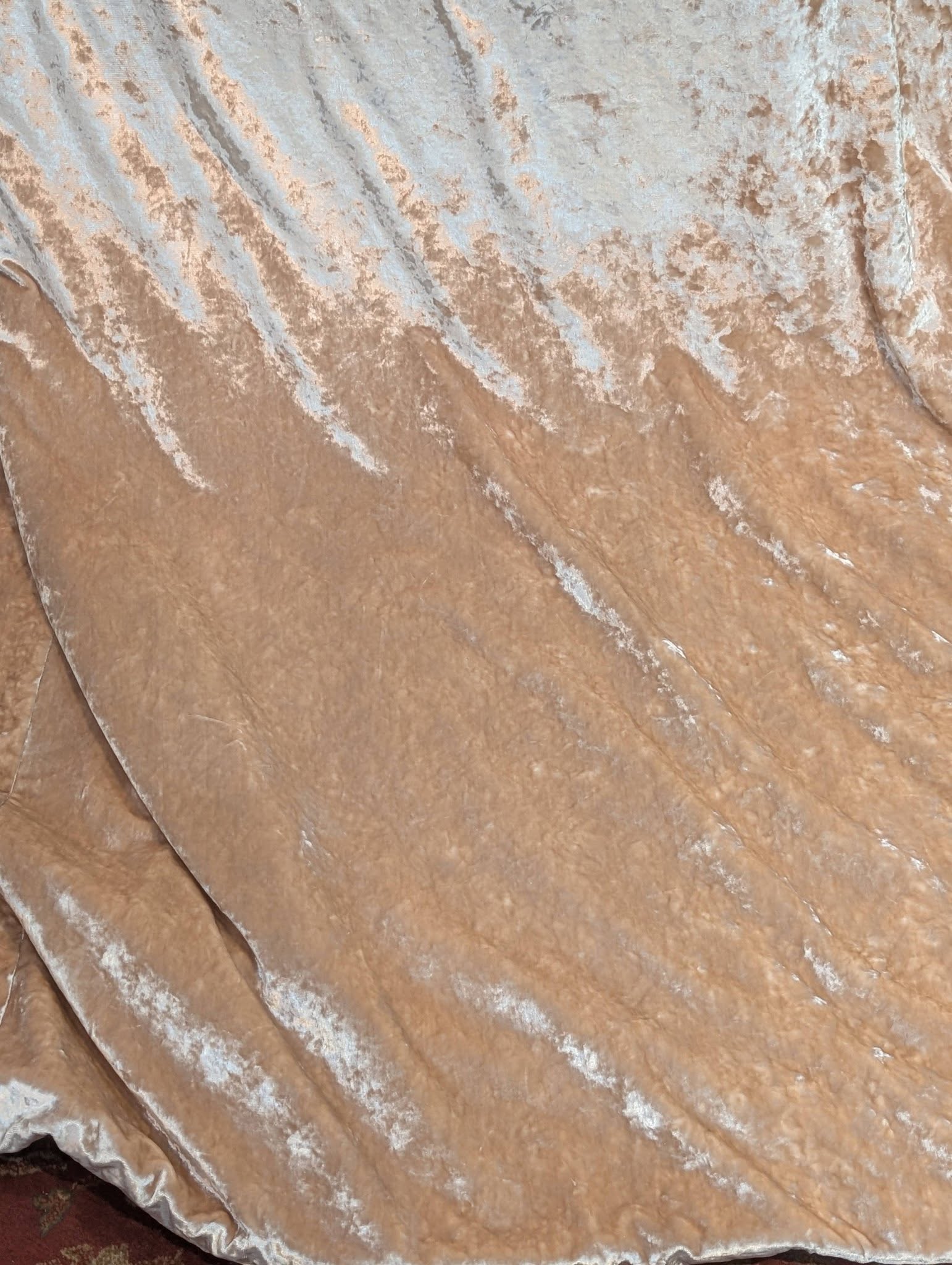 Champagne Crushed Velvet Pinch Pleat Second-Hand Curtains - Image 2