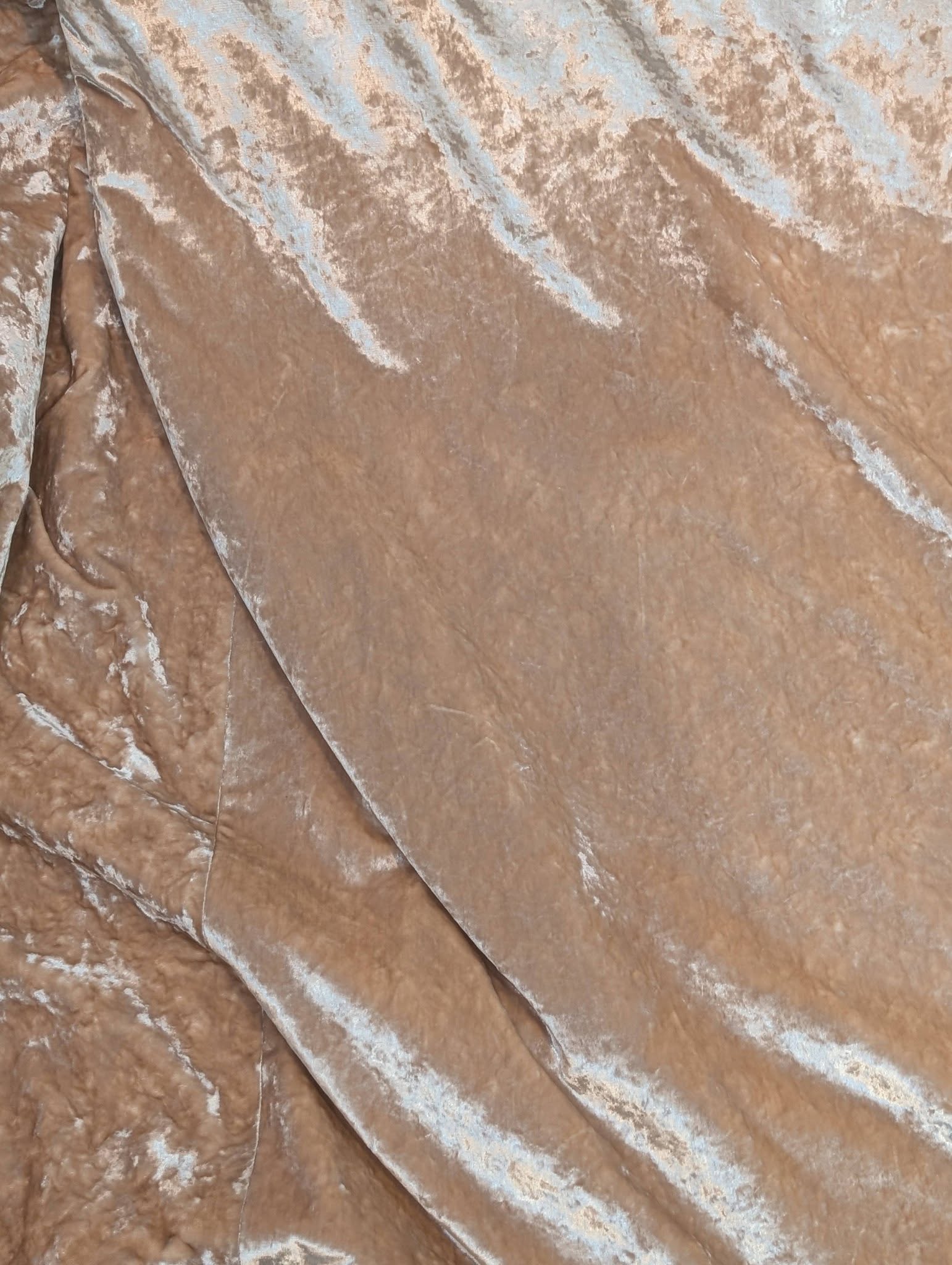Champagne Crushed Velvet Pinch Pleat Second-Hand Curtains - Image 5